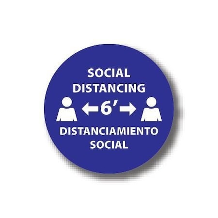 Ergomat 20in CIRCLE SIGNS Soical Distancing 6ft - Bilingual English/Spanish DSV-SIGN 400 #6233 -UEN